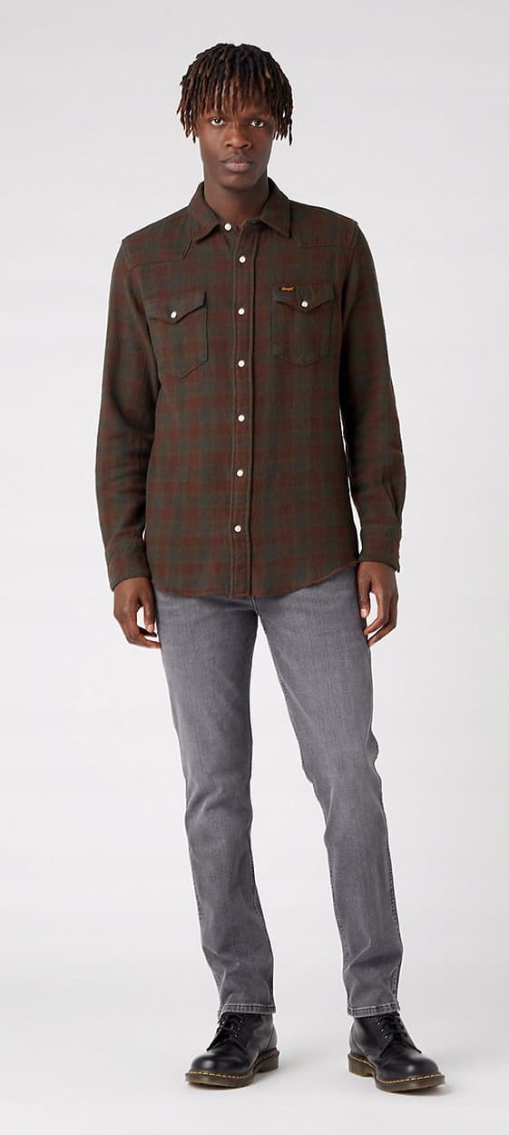 Wrangler GREENSBORO In Space Raka Jeans Grå Denim W40 L34