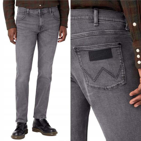 Wrangler GREENSBORO In Space Raka Jeans Grå Denim W40 L34