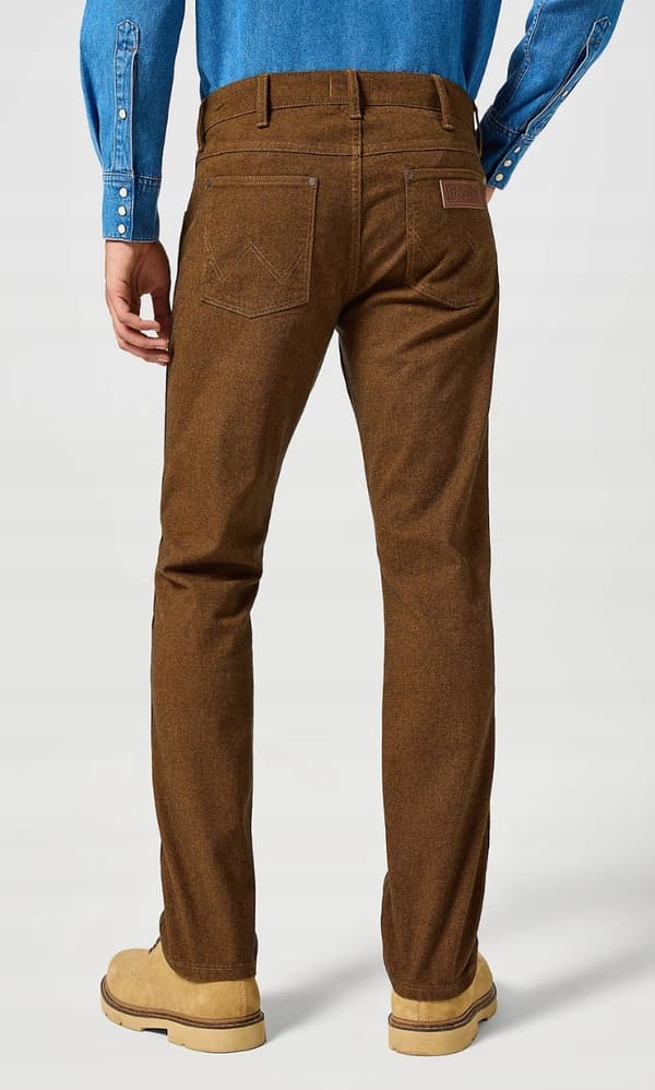 Wrangler GREENSBORO Munkekåbe LIGE BUKSER I BRUN STOF W44 L32