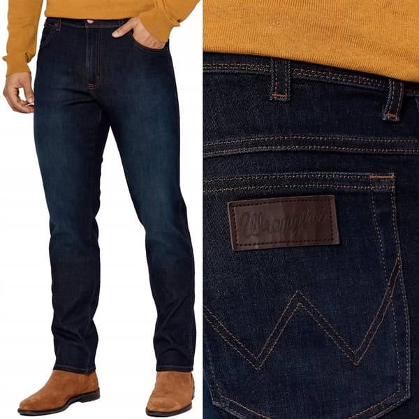 Wrangler Texas Slim Lucky Star Epic Soft Marinblå Jeans W44 L36