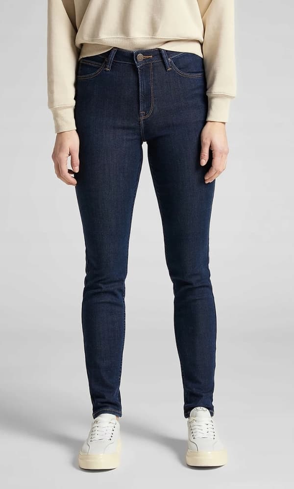 Lee Scarlett High Marinblå Dam High Slim Jeans W27 L29