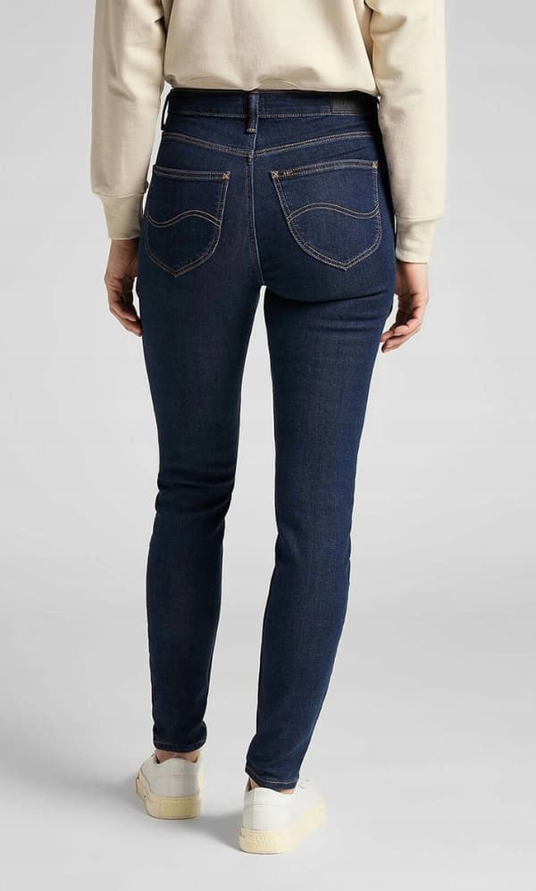 Lee Scarlett High Marinblå Dam High Slim Jeans W27 L29