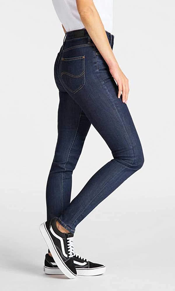 Lee Scarlett High Marinblå Dam High Slim Jeans W27 L29