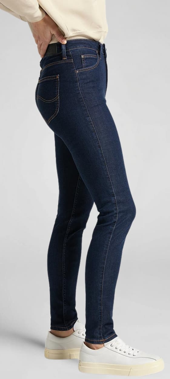 Lee Scarlett High Marinblå Dam High Slim Jeans W27 L29