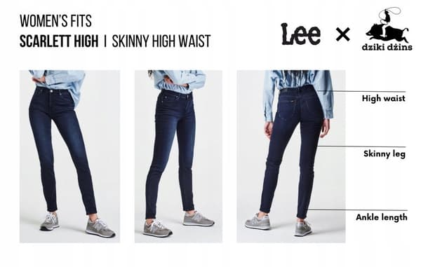 Lee Scarlett High Marinblå Dam High Slim Jeans W27 L29