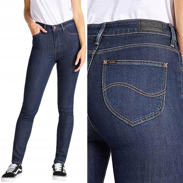 Lee Scarlett High Marinblå Dam High Slim Jeans W27 L29