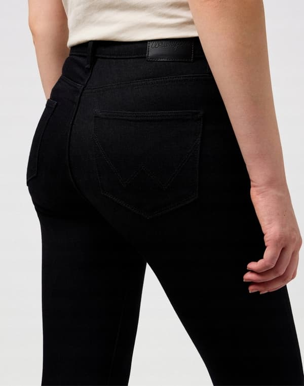 Wrangler SLIM Noir SVARTA RAKA HÖGA DAMJEANS W29 L32