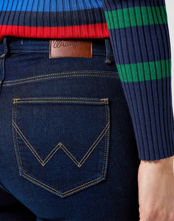 Wrangler SLIM MARINBLÅ RAKA HÖGA DAMJEANS W27 L32