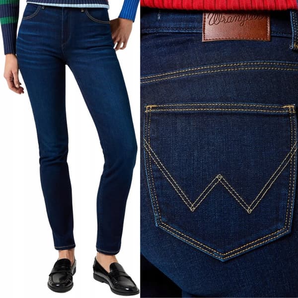 Wrangler SLIM MARINBLÅ RAKA HÖGA DAMJEANS W27 L32