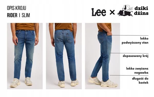 Lee RIDER SLIM WornInCody FITTED JEANS ØKOLOGISK DENIM W32 L30