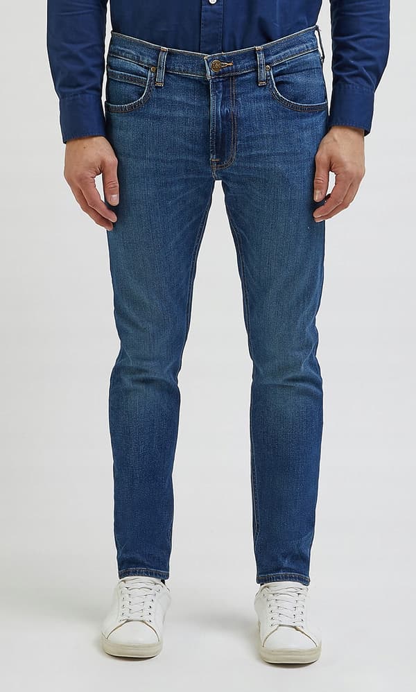 Lee LUKE SLIM Peace Train MØRKE JEANS MED SKINNENDE TOPPING W34 L34