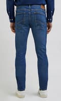 Miniatyrbillede 4 af 9: Lee LUKE SLIM Peace Train MØRKE JEANS MED SKINNENDE TOPPING W34 L34
