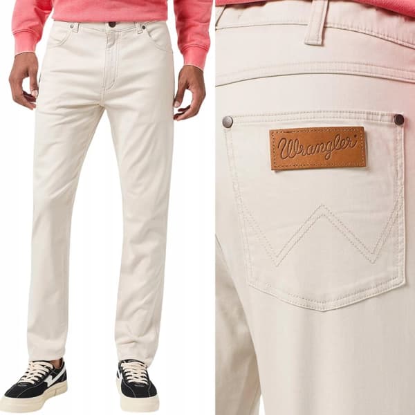 Wrangler LARSTON SLIM Stone FITTED BEIGE TYGBYXOR W40 L34