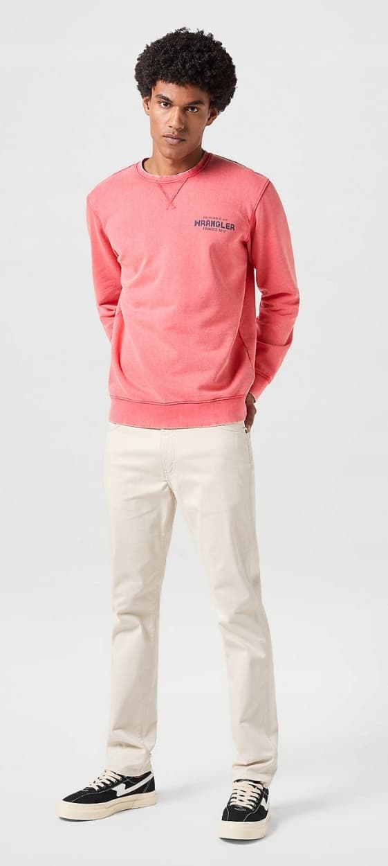 Wrangler LARSTON SLIM Stone FITTED BEIGE TYGBYXOR W36 L32