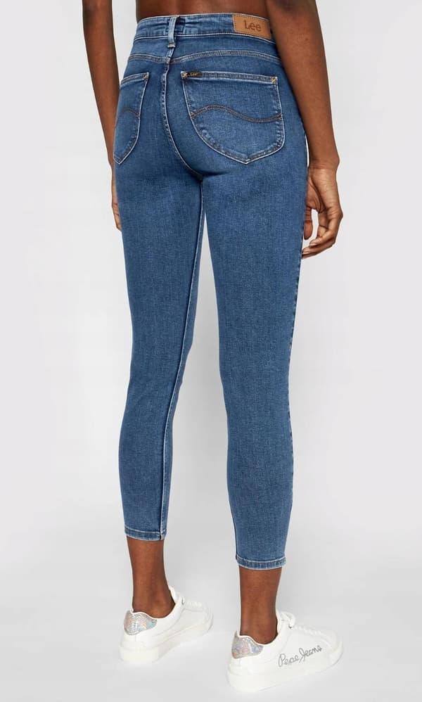 Lee SCARLETT HIGH LONDON Ely HØJLÆNGDE DAMEBUKS SLIM FIT LYNLÅS 7/8 W26 L33