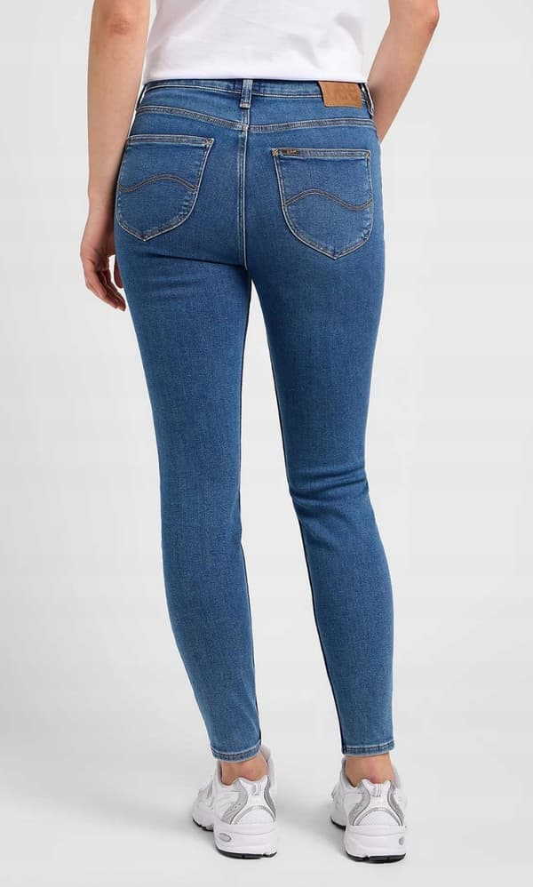 Lee SCARLETT HIGH LONDON Ely HØJLÆNGDE DAMEBUKS SLIM FIT LYNLÅS 7/8 W26 L33