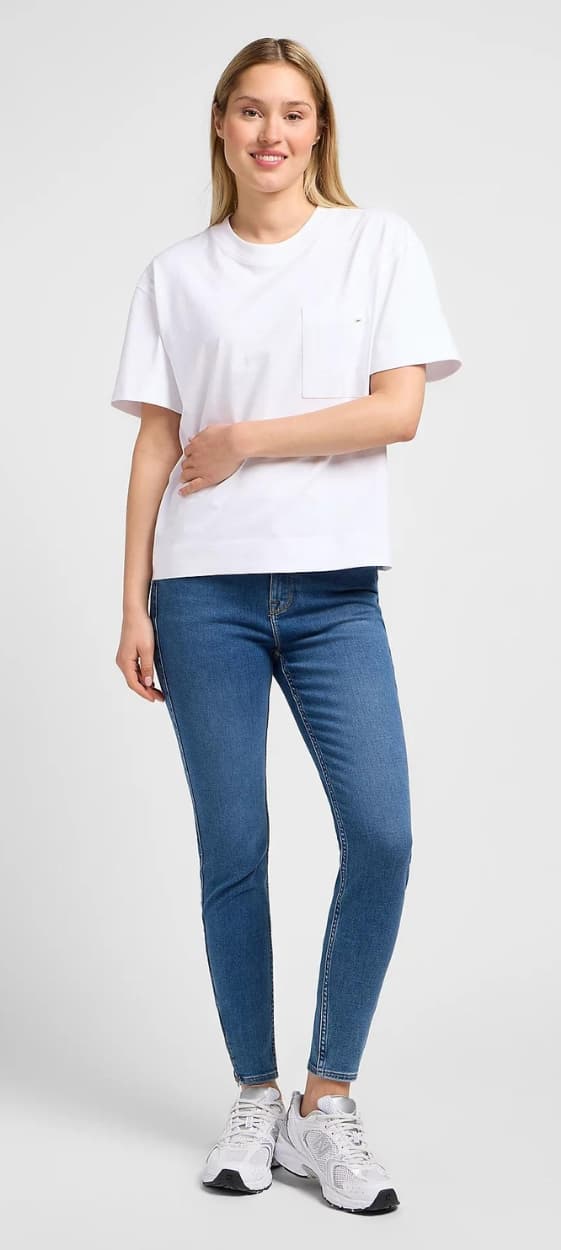Lee SCARLETT HIGH LONDON Ely HØJLÆNGDE DAMEBUKS SLIM FIT LYNLÅS 7/8 W26 L33