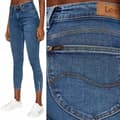 Miniatyrbillede 1 af 11: Lee SCARLETT HIGH LONDON Ely HØJLÆNGDE DAMEBUKS SLIM FIT LYNLÅS 7/8 W26 L33