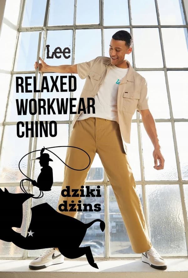 Lee RELAXED WORKWEAR CHINO ECRU LØSE FLYBELSBUKSER CHINO W34 L34