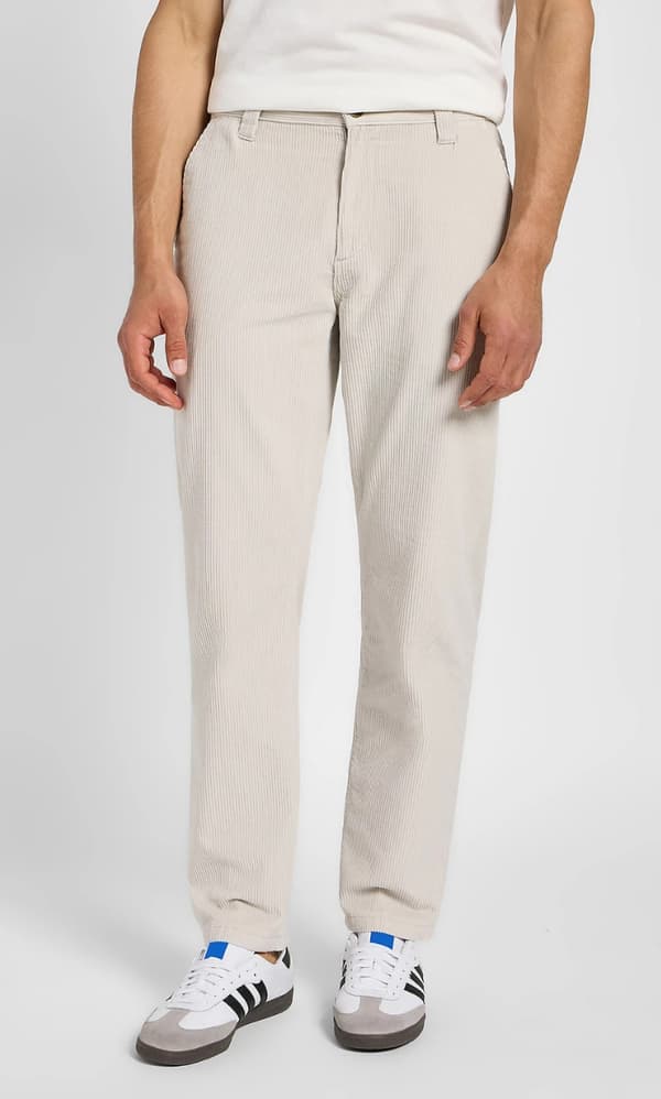 Lee RELAXED WORKWEAR CHINO ECRU LØSE FLYBELSBUKSER CHINO W34 L34