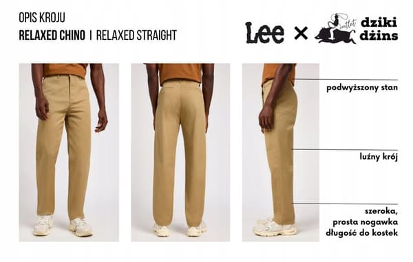 Lee RELAXED WORKWEAR CHINO ECRU LØSE FLYBELSBUKSER CHINO W34 L34