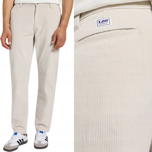 Lee RELAXED WORKWEAR CHINO ECRU LØSE FLYBELSBUKSER CHINO W34 L34