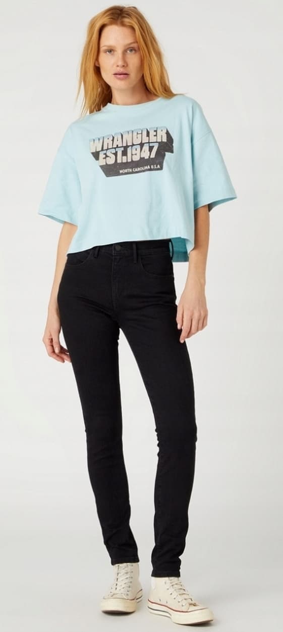 Wrangler korkeat, mustat, pillifarkut naisille, W31-L32