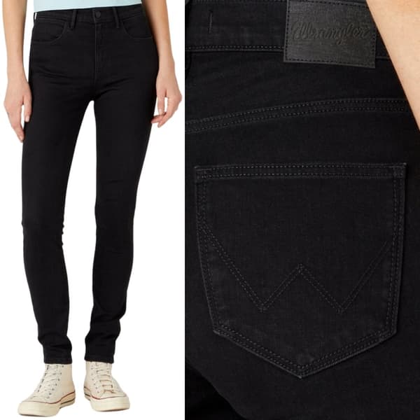 Wrangler korkeat, mustat, pillifarkut naisille, W31-L32