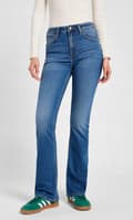 Miniatyrbillede 3 af 9: Lee BREESE STØVLE BOOTCUT Stride DAME FLARED JEANS W26 L31