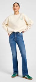 Miniatyrbillede 5 af 9: Lee BREESE STØVLE BOOTCUT Stride DAME FLARED JEANS W26 L31
