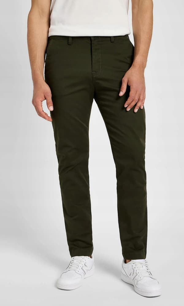 Lee SLIM CHINO Olive Night FITTED GRØNNE TAPEREDE CHINO BUKSER W30 L32