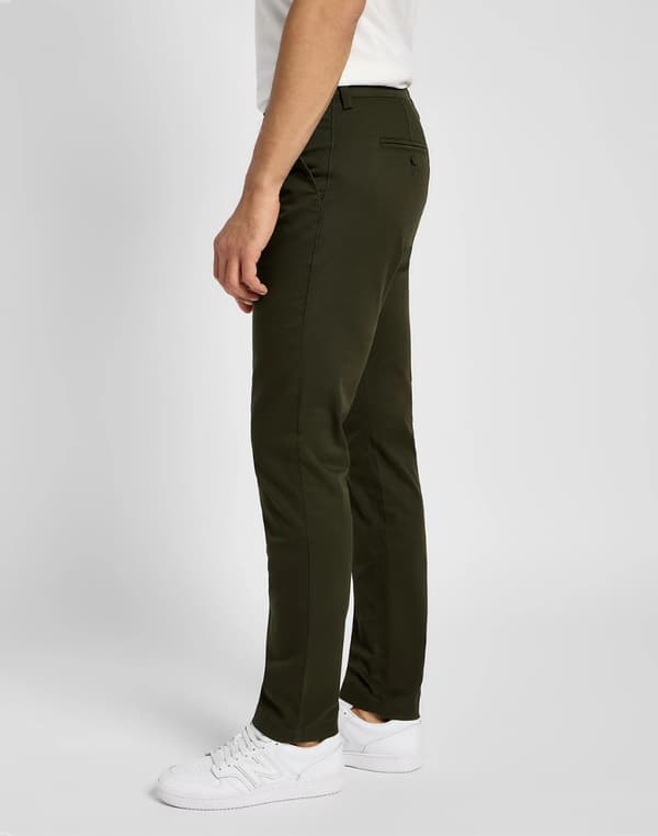 Lee SLIM CHINO Olive Night FITTED GRØNNE TAPEREDE CHINO BUKSER W30 L32
