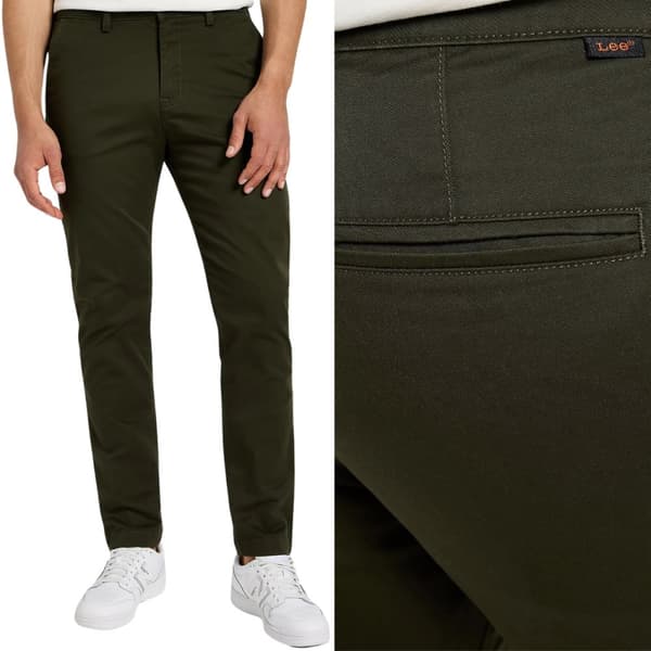 Lee SLIM CHINO Olive Night FITTED GRØNNE TAPEREDE CHINO BUKSER W30 L32