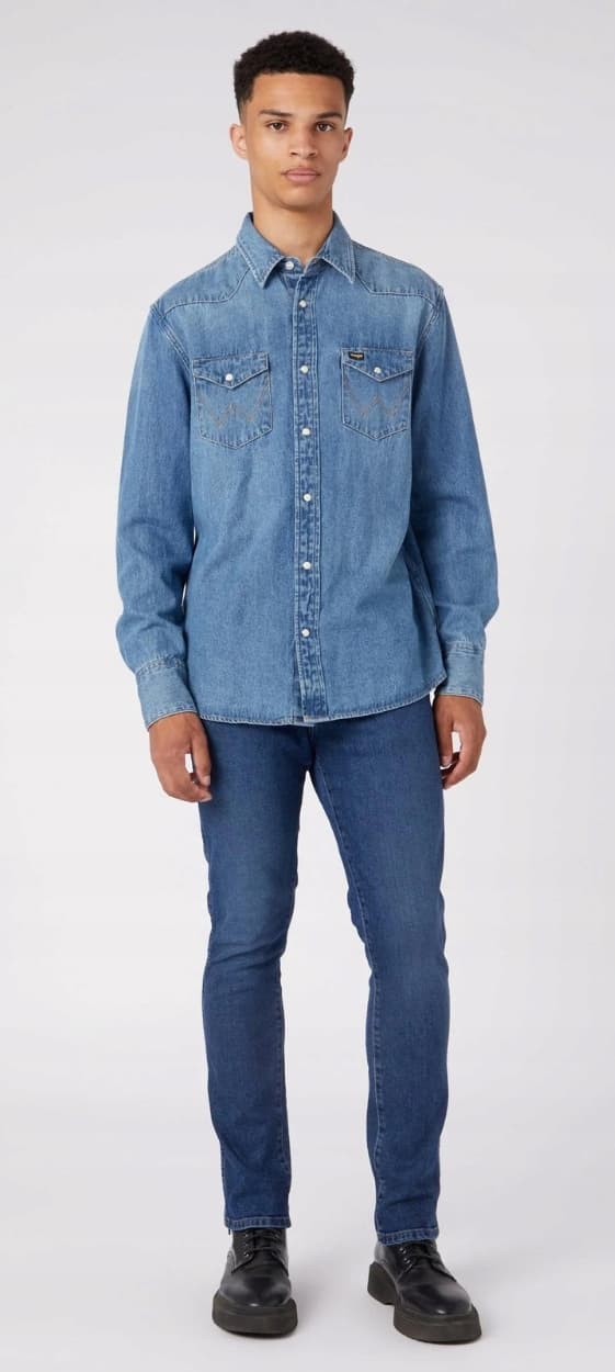 Wrangler LARSTON The Rock FITTED JEANS MÖRK DENIM W31 L34
