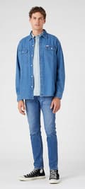 Miniatyrbillede 5 af 9: Wrangler Bryson Smoke Sea 365 Cool denim skinny jeans W29 L32