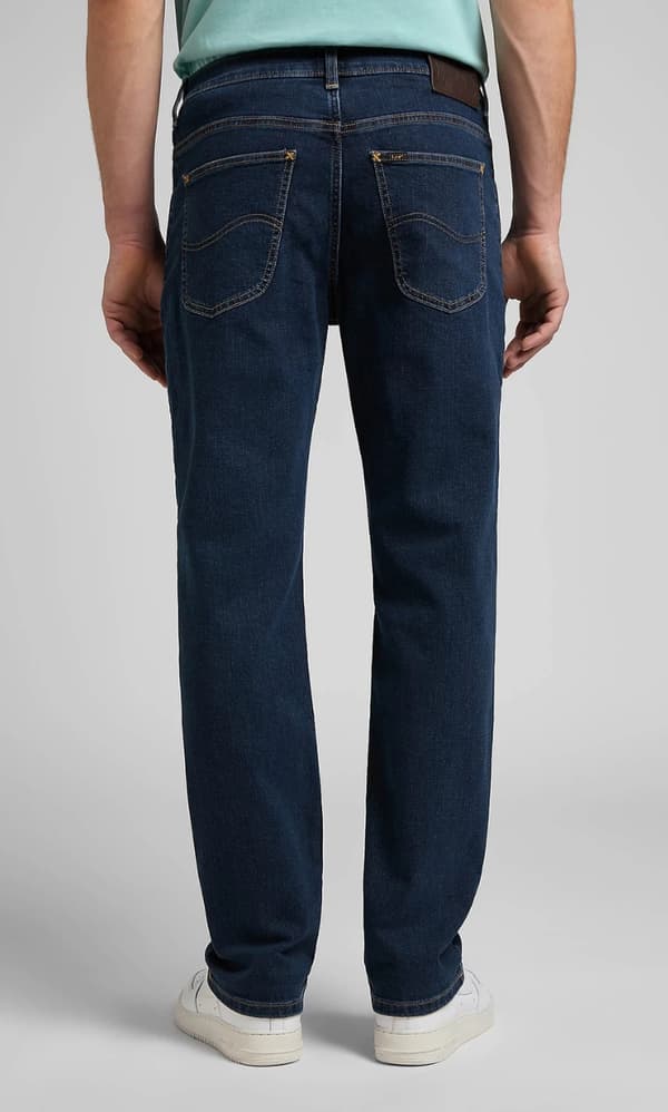 Lee BROOKLYN Mørke Stonewash DENIM STRAIGHT MØRKE JEANS W34 L32