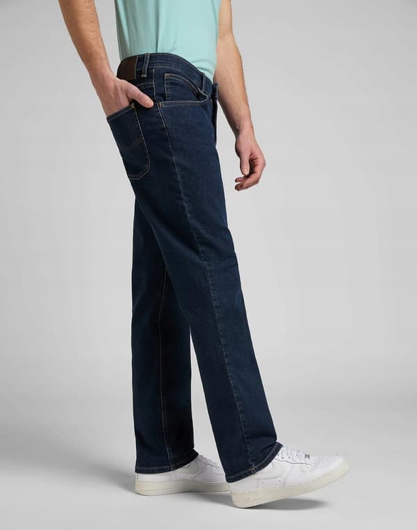 Lee BROOKLYN Mørke Stonewash DENIM STRAIGHT MØRKE JEANS W34 L32
