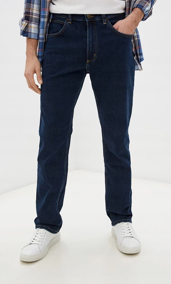 Lee BROOKLYN Mørke Stonewash DENIM STRAIGHT MØRKE JEANS W34 L32