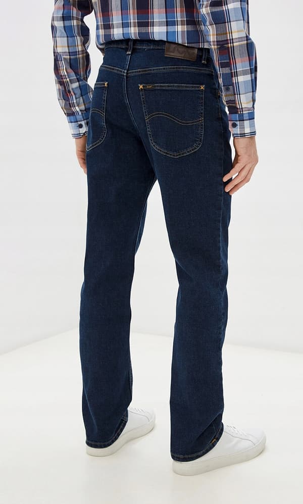 Lee BROOKLYN Mørke Stonewash DENIM STRAIGHT MØRKE JEANS W34 L32
