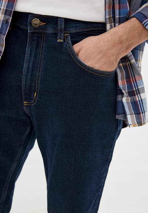 Lee BROOKLYN Mørke Stonewash DENIM STRAIGHT MØRKE JEANS W34 L32