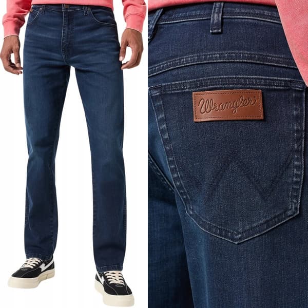 Wrangler TEXAS SLIM Wild Horse -farkut, joissa on joustavat vyötärönauhat, koko 38, pituus 36.