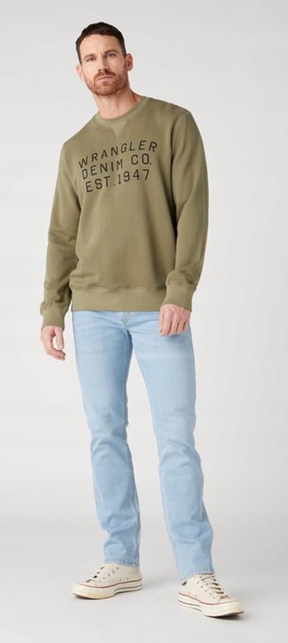 Wrangler Greensboro Blå Vågor Raka Jeans Blå Denim W30 L34