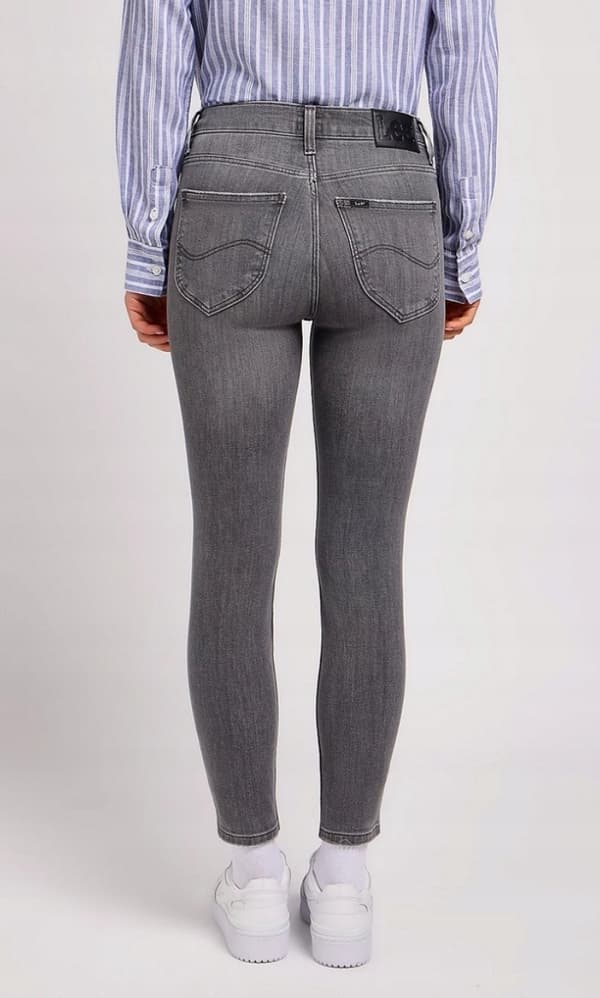 Lee SCARLETT HIGH ZIP Ash Stone HIGH GREY TUBE -HOUSUT VETOKETJUILLA 7/8 W27 L31