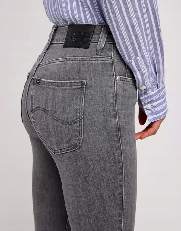 Lee SCARLETT HIGH ZIP Ash Stone HIGH GREY TUBE -HOUSUT VETOKETJUILLA 7/8 W27 L31