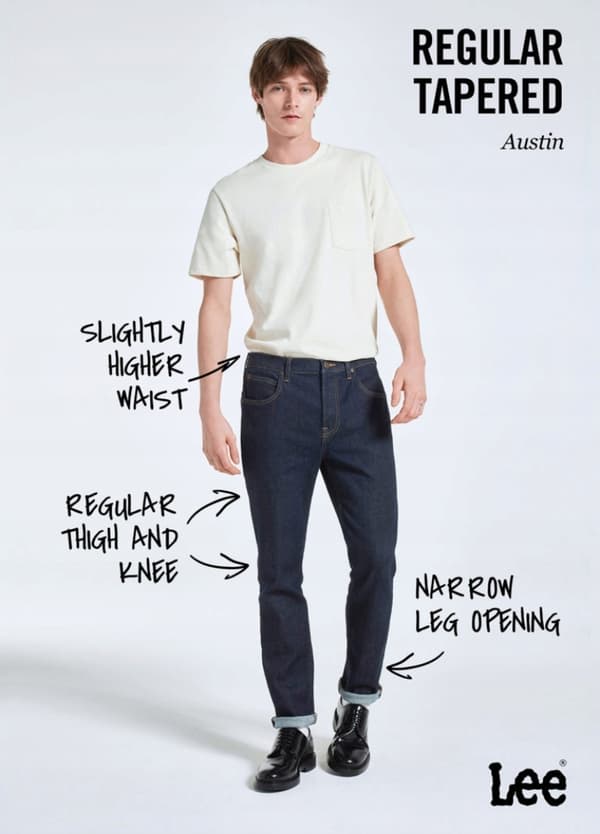 Lee AUSTIN REGULAR TAPERED Mellanblå Grass CLASSIC TAPERED DENIM W31 L32