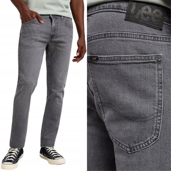 Lee LUKE SLIM TAPERED Off The Grid INDIGOOD SKINNY GRÅ DENIM W33 L34
