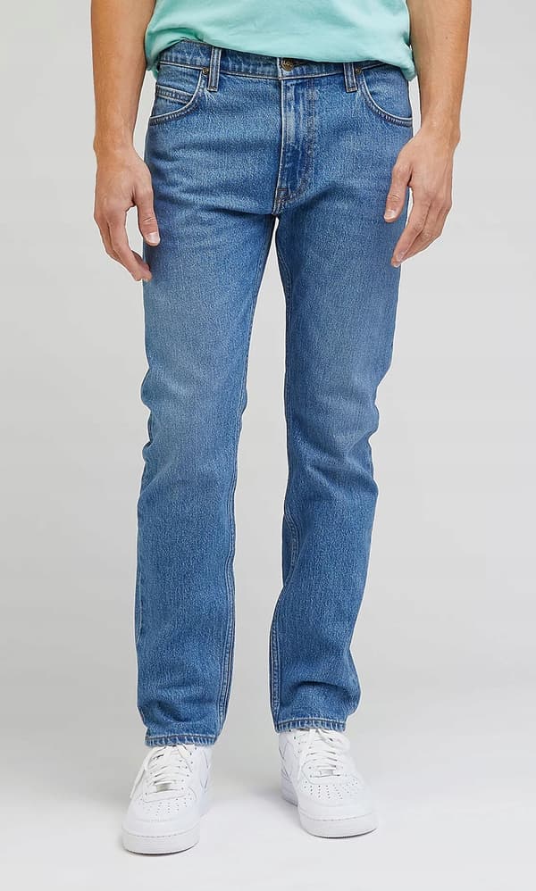 Lee RIDER SLIM Moody Blue Used FITTED TAPERED BLÅ DENIM W38 L34