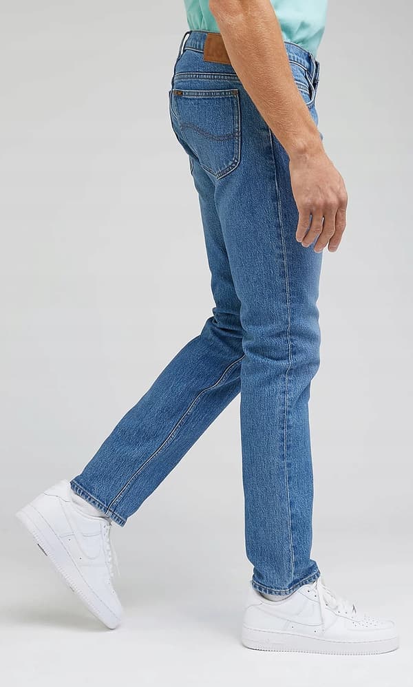 Lee RIDER SLIM Moody Blue Used FITTED TAPERED BLÅ DENIM W38 L34