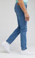 Miniatyrbillede 6 af 8: Lee RIDER SLIM Moody Blue Used FITTED TAPERED BLÅ DENIM W38 L34