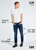 Miniatyrbillede 8 af 8: Lee RIDER SLIM Moody Blue Used FITTED TAPERED BLÅ DENIM W38 L34